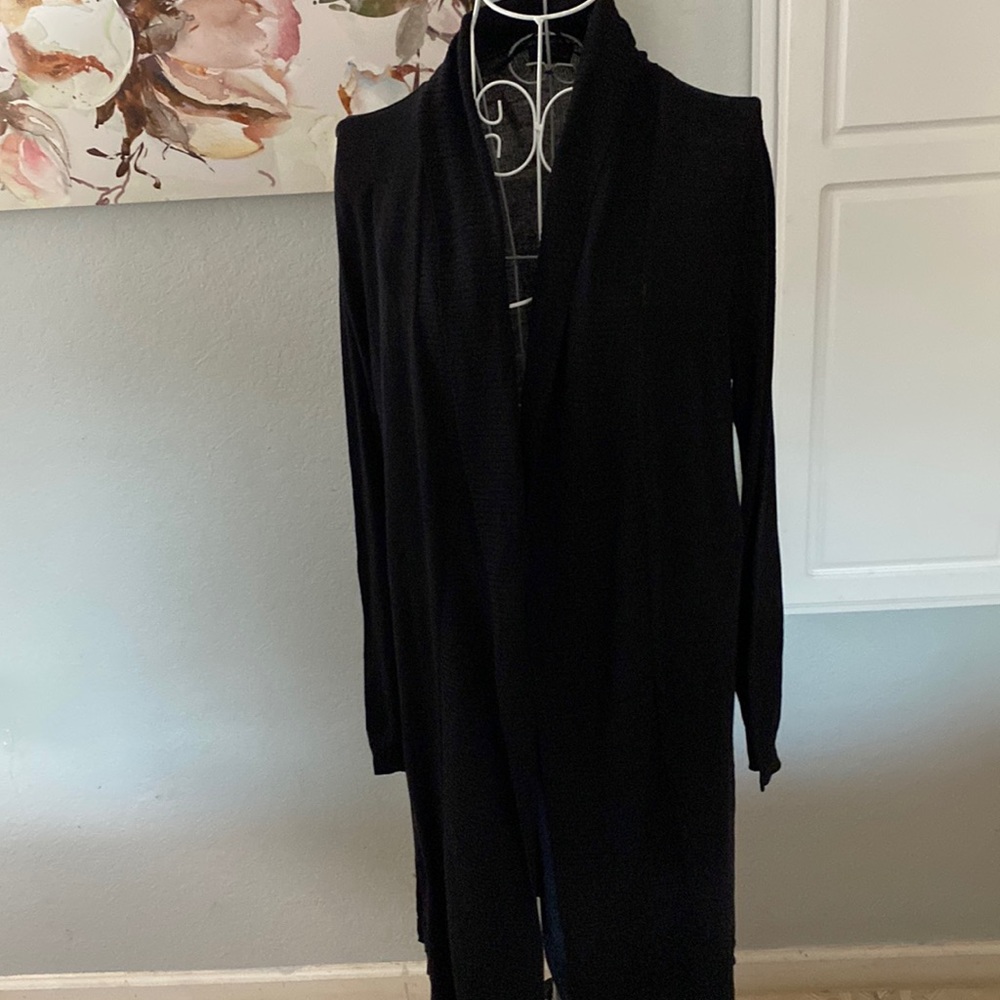 Worthington cardigan sweater duster medium black knee length